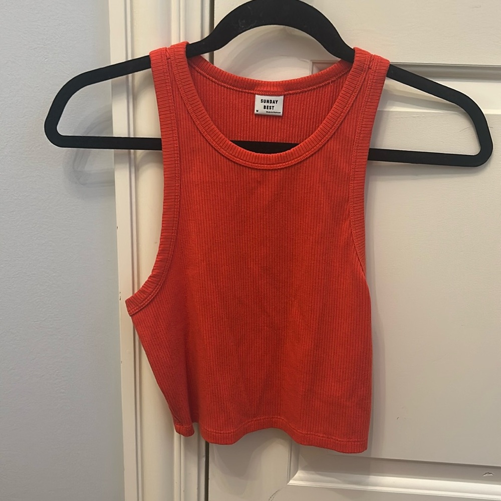 Aritzia red Sunday best cropped tank